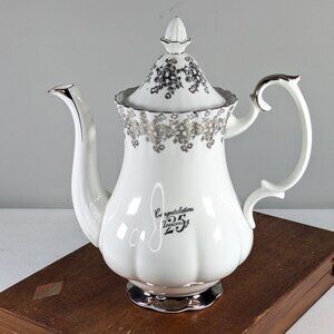 Vintage Royal Albert Congratulations 25th Anniversary coffee pot, hot chocolate